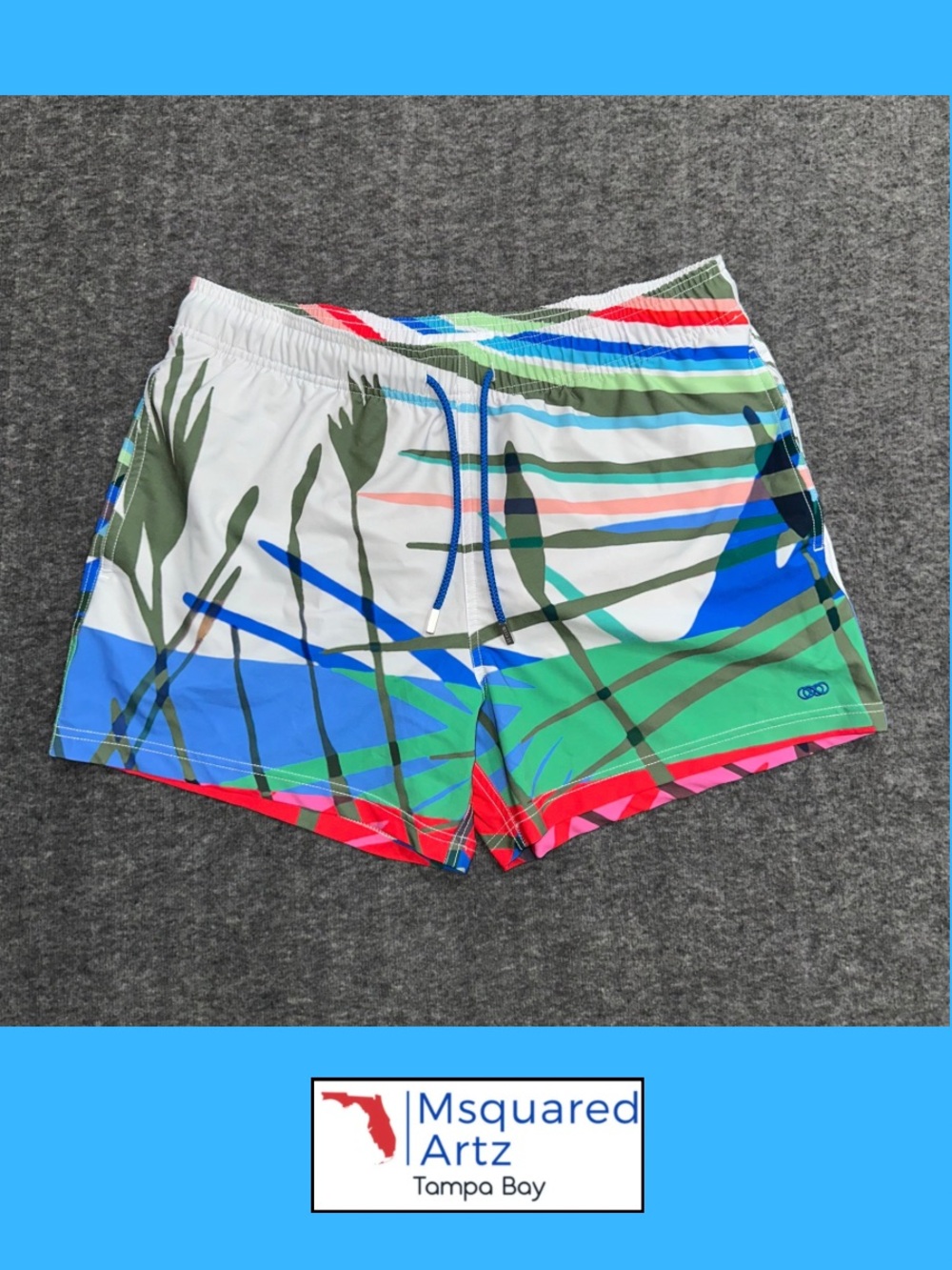 Le Club Men's XL Swim Trunks Multicolor Tropical Print Mesh Liner Board Shorts
